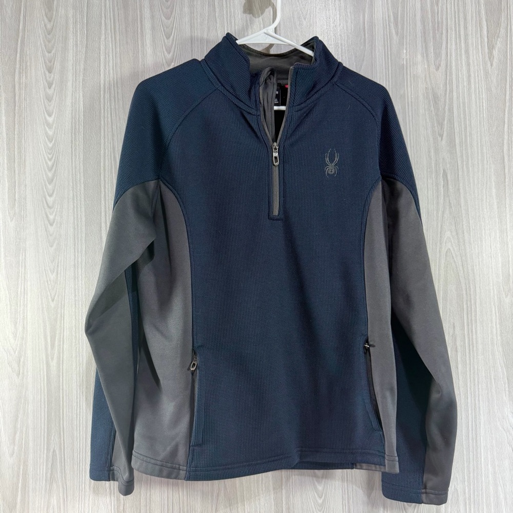 Spyder 1/4 Zip Pullover‎ Outbound Pullover Jacket Mid Weight Navy Gray Mens M